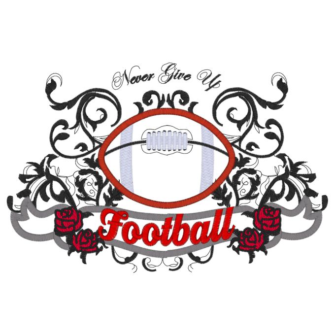 American Football (71) Never Give up Applique 6x10