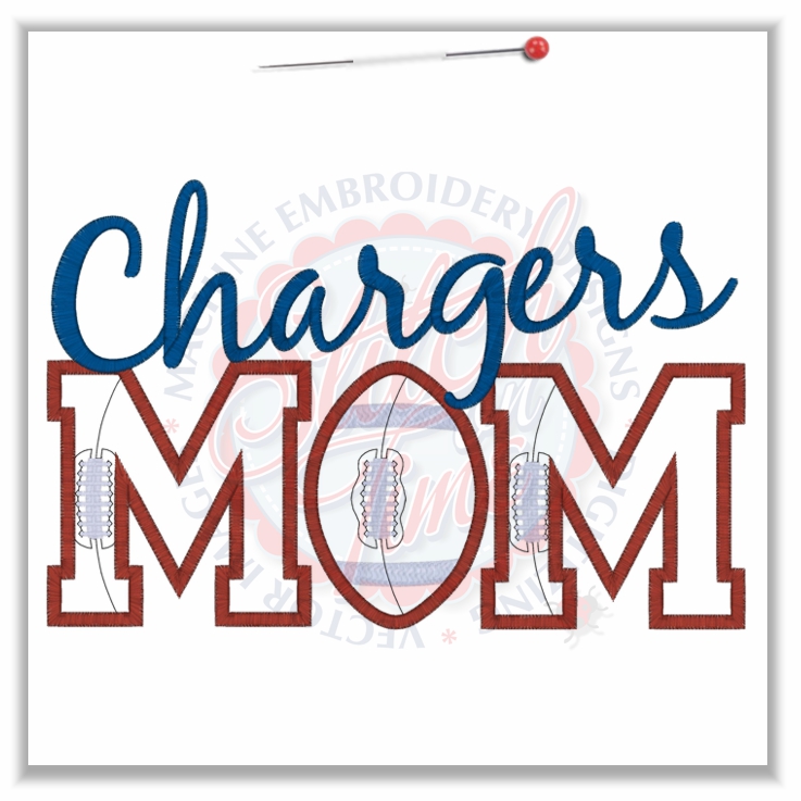 79 American Football : Chargers Mom Applique 6x10