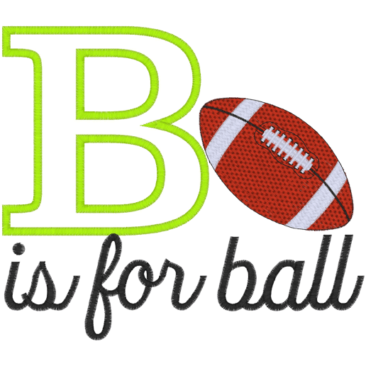 American Football (A10) B is for Ball Applique 5x7