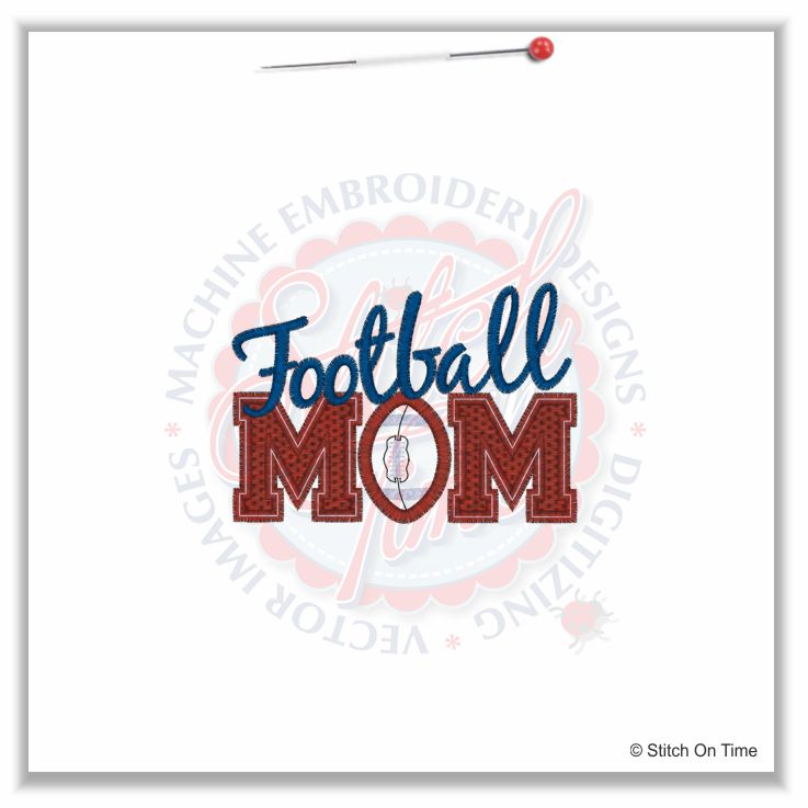 92 American Football : Football Mom Applique 4x4