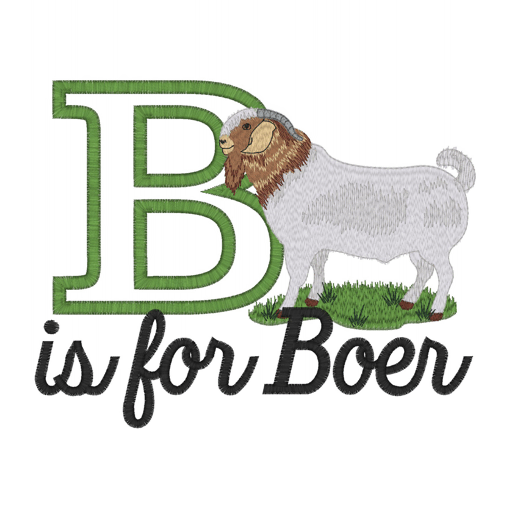Animals (57) B Is For Boer Goat Applique 5x7