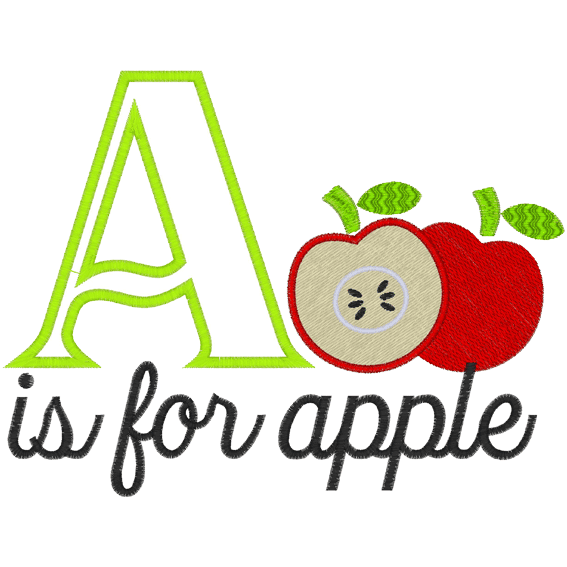 Apples (A5)A is for Apple Applique 5x7