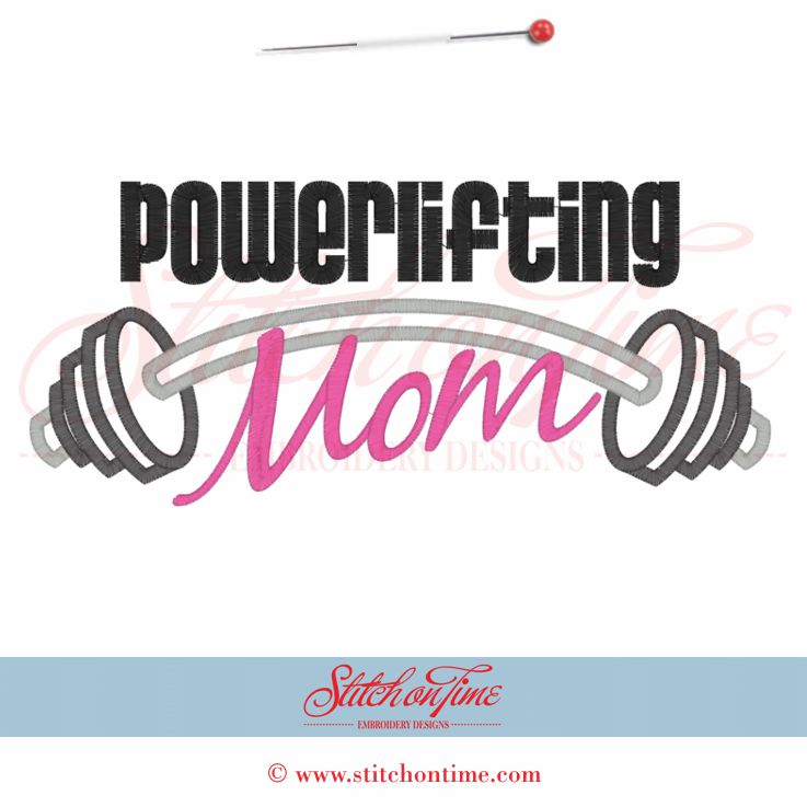 3 Barbell : Powerlifting Mom Applique 6x10