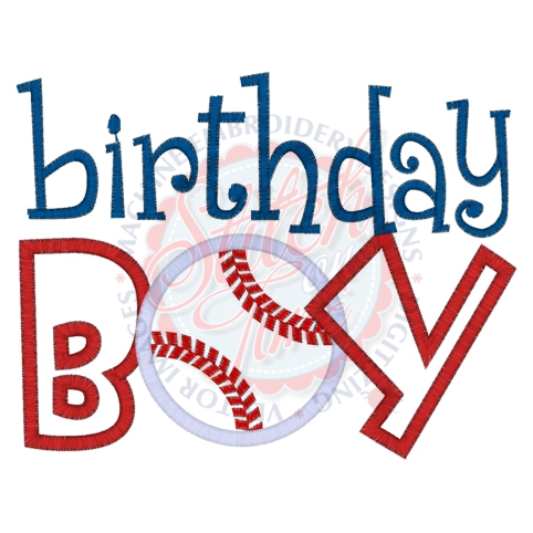 Baseball (118) Birthday Boy Applique 5x7