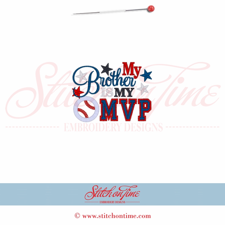 164 Baseball : My Brother Is My MVP Applique 4x4