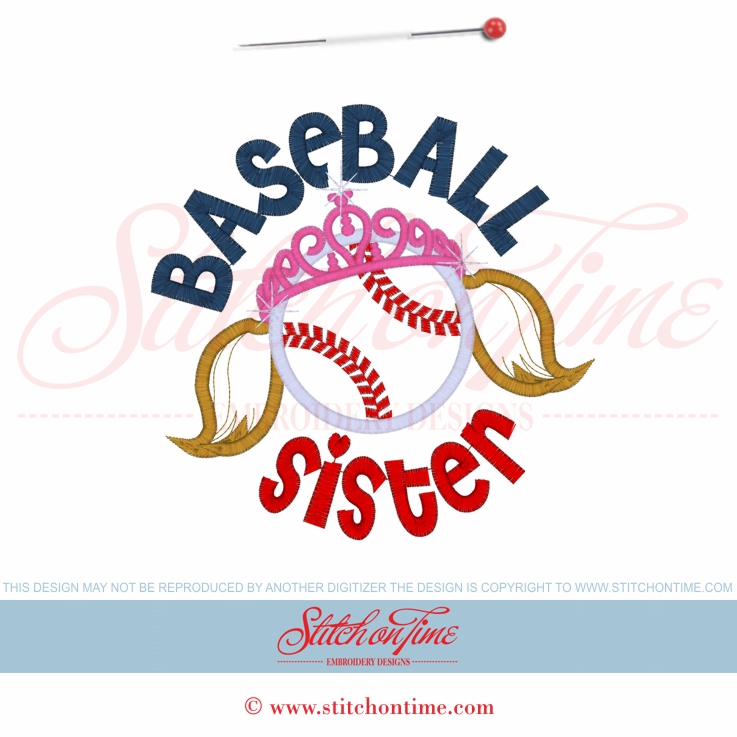 169 Baseball : Baseball Sister Applique 6x10