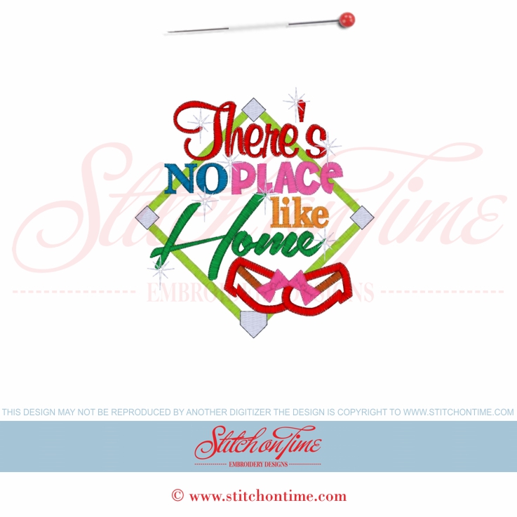 173 Baseball : There's No Place Like Home Applique 5x7