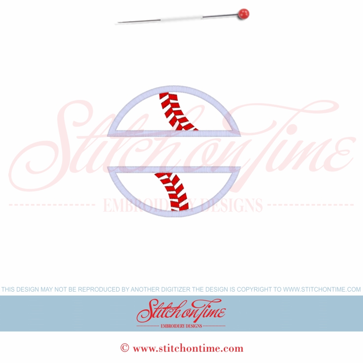 178 Baseball : Split Baseball Applique 4x4
