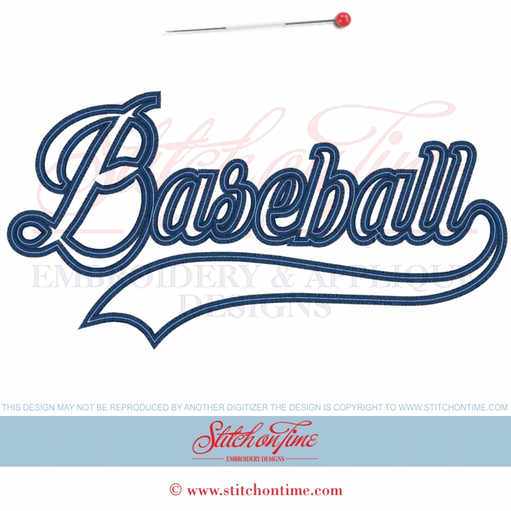 208 Baseball : Baseball Applique 6x10