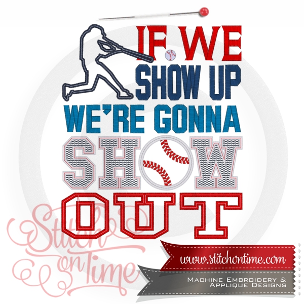218 Baseball :  Show Out Applique 3 Hoop Sizes Inc