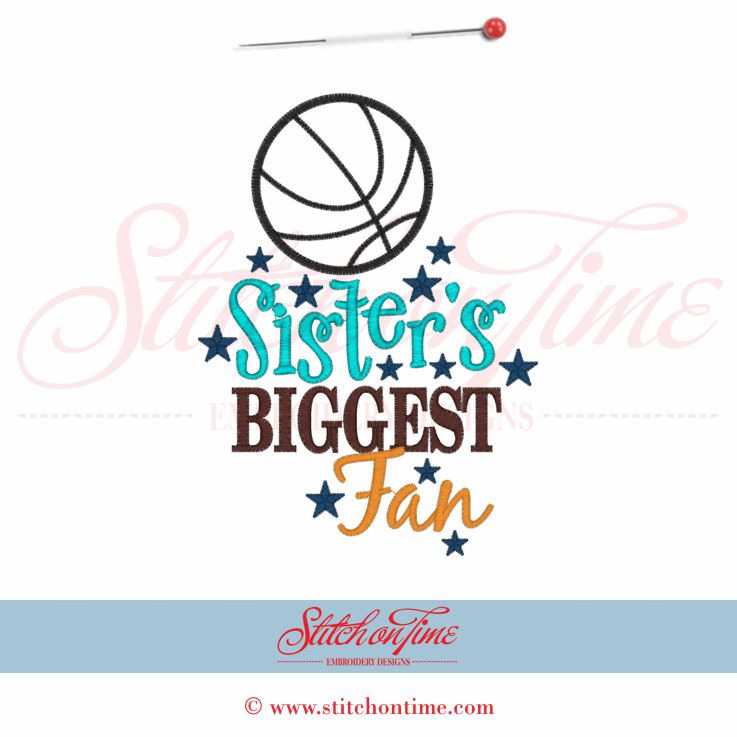 31 Basketball : Sister's Biggest Fan Applique 5x7