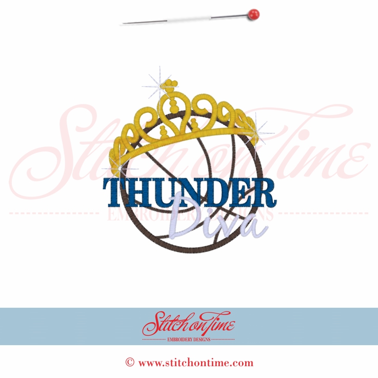 33 Basketball : Thunder Diva Applique 5x7