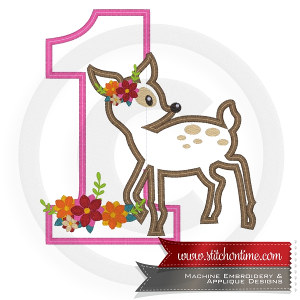 1024 BIRTHDAY : 1 With Fawn Applique