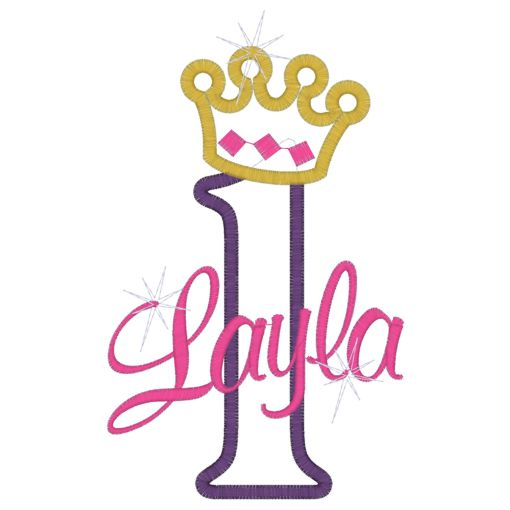 Birthday (142) Crown Layla 1 Applique 5x7