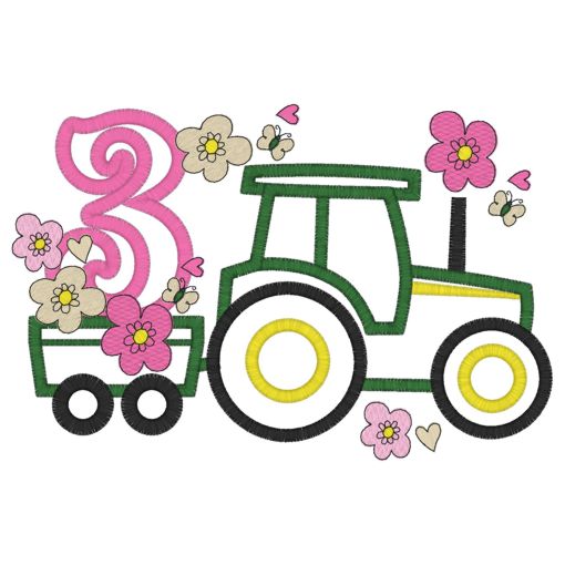 Birthday (144) Tractor 3 Applique 5x7