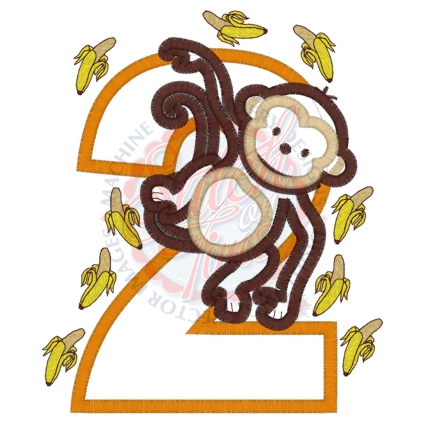 Birthday (152) Monkey 2 Applique 5x7