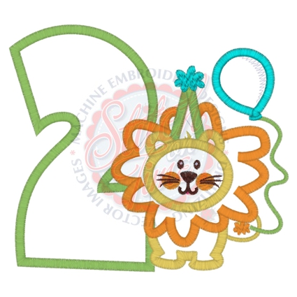 Birthday (154) 2 Lion Applique 5x7