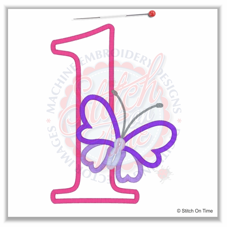 241 Birthday : 1 With Butterfly Applique 5x7