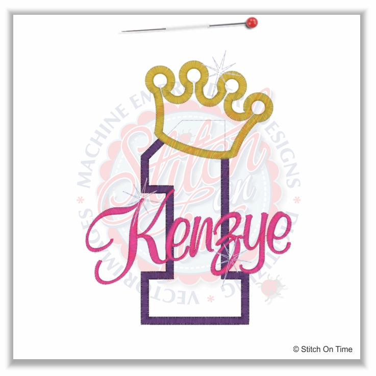 246 Birthday : 1 with Crown Kenzye Applique 5x7
