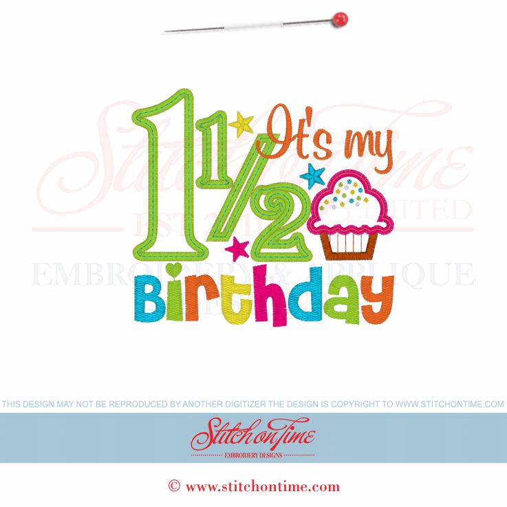 249 Birthday : It's My 1 1/2 Birthday Applique 5x7