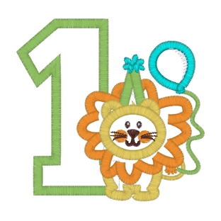 Birthday (31) 1 and Lion Applique 4x4