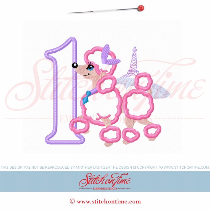 818 Birthday : Poodle With 1 Applique 5x7