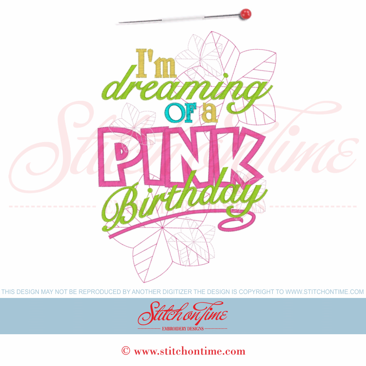 882 Birthday : Dreaming Of A Pink Birthday Applique 6x10