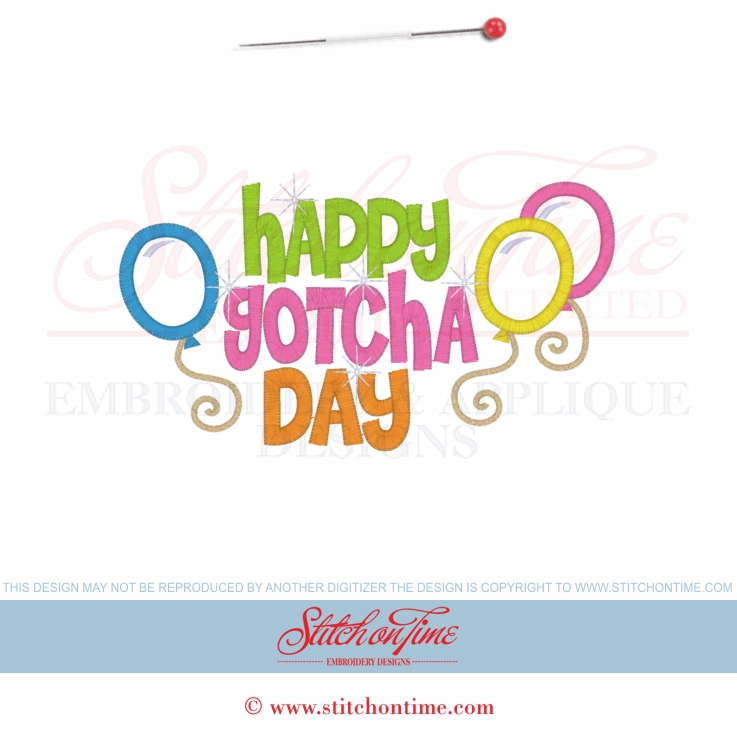 909 Birthday : Happy Gotcha Day Applique 5x7