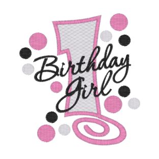 Birthday (92) 1 with Polka Dots Birthday Girl 4x4