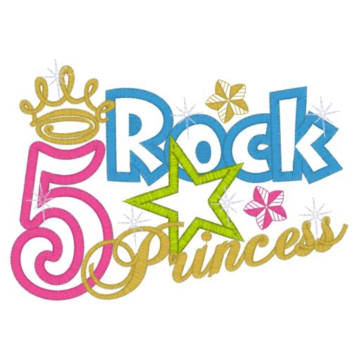 Birthday (104) Rock Star Princess 1-9 Set Applique 5x7