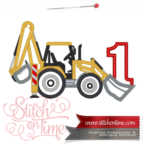 964 BIRTHDAY : Backhoe with 1 Applique 5x7