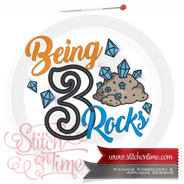 982 BIRTHDAY : Being 3 Rocks Applique 5x7
