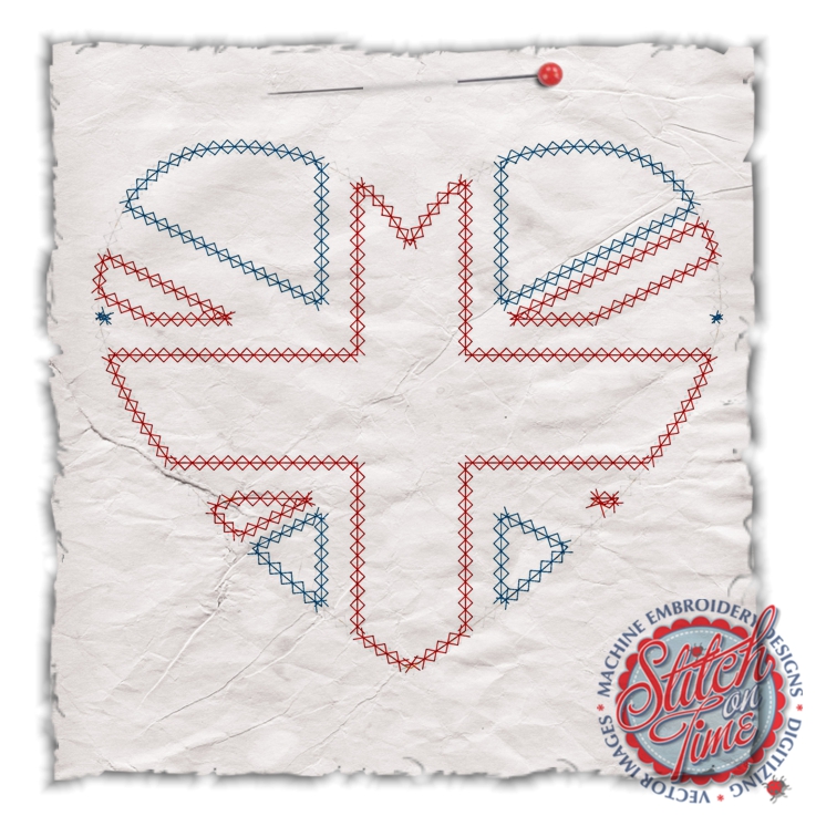 British (35) Union Jack Heart Applique 6x10