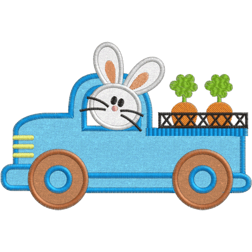 Bunnies (A29) Bunny in Truck Applique 5x7