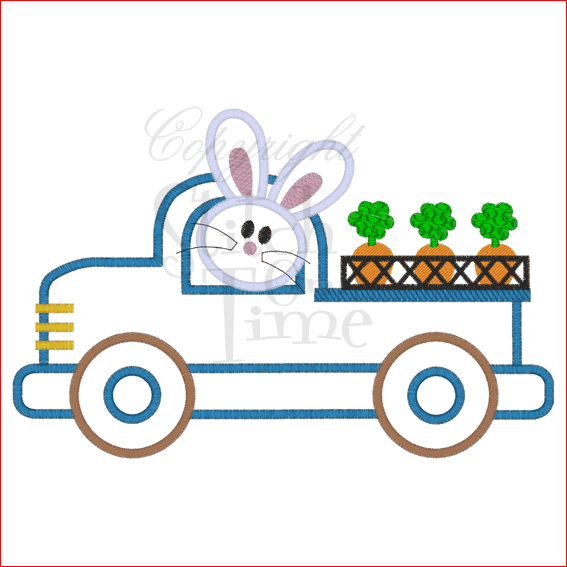 Bunnies (67) Bunny In Truck Applique 6x10