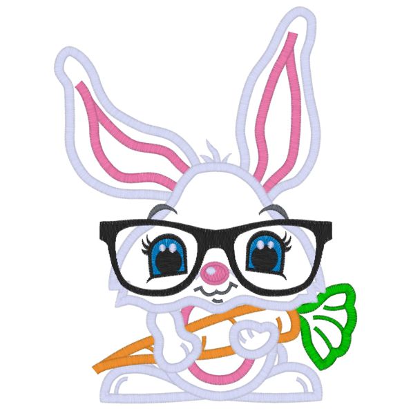 Bunnies (70) Geek Girl Bunny Rabbit Applique 6x10
