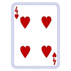 Cards (A7) 4 of Hearts Applique 4x4