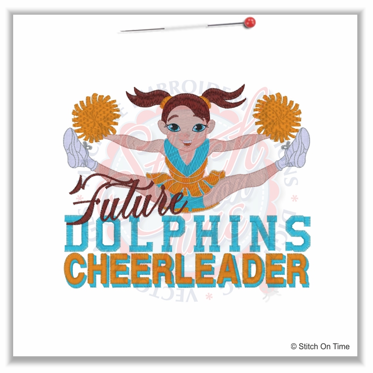 88 Cheerleader : Future Dolphins Cheerleader Applique 5x7
