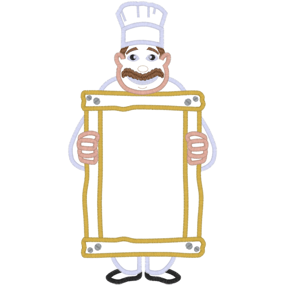 Chef (A2) with menu board Applique 5x7