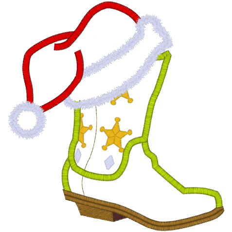 Christmas (A181) Santa Cowboy Boot Applique 5x7