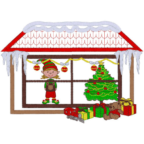 Christmas (A182) Girl Elf Shop Applique 5x7
