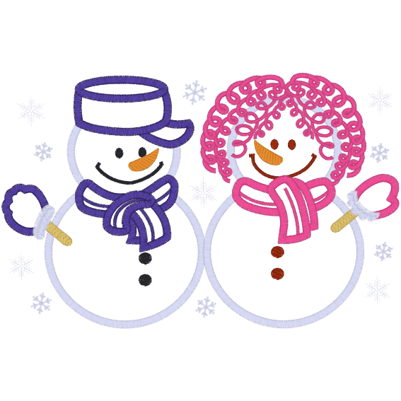 Christmas (A186) Snowman & Snowlady Applique 6x10