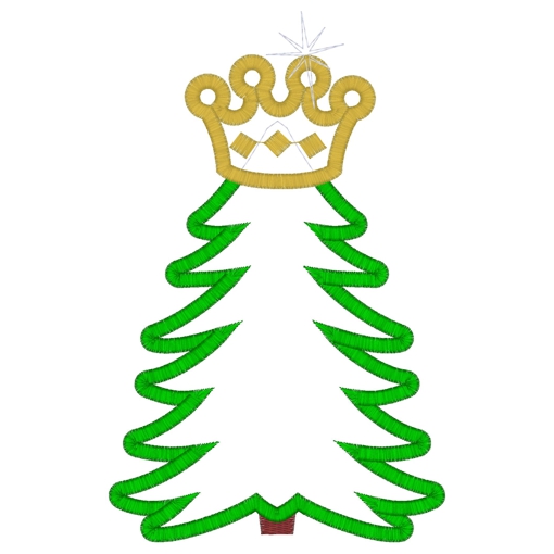 Christmas (272) Crown Xmas Tree Applique 5x7