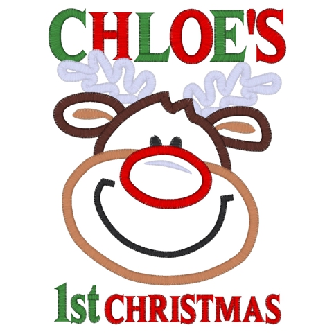 Christmas (274) Chloe's First Christmas Reindeer Applique 5x7