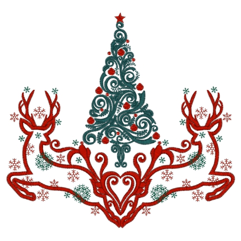 Christmas (314) Xmas Tree & Reindeer 6x10