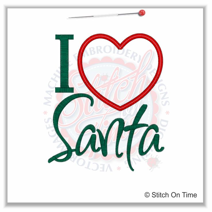 354 Christmas : I Heart Santa Applique 5x7