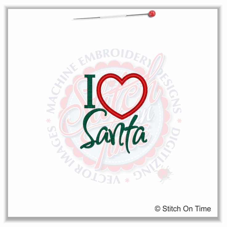 410 Christmas : I Heart Santa Applique 4x4