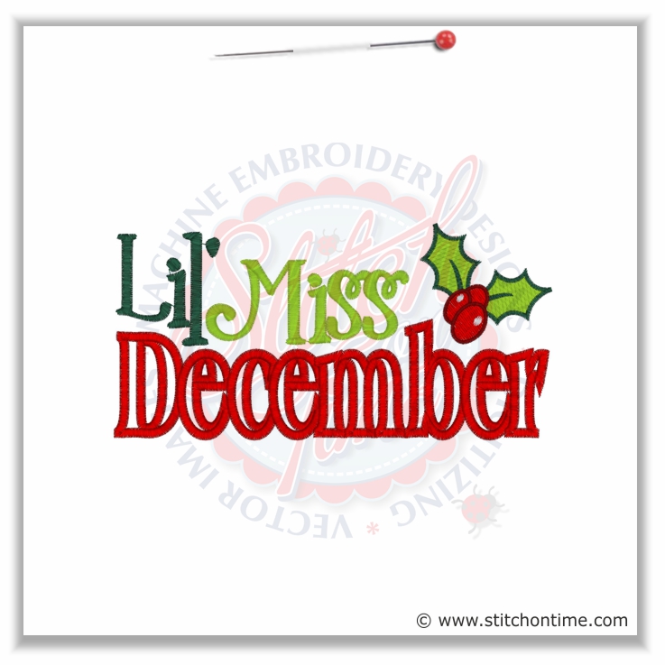 453 Christmas : Lil' Miss December Applique 5x7