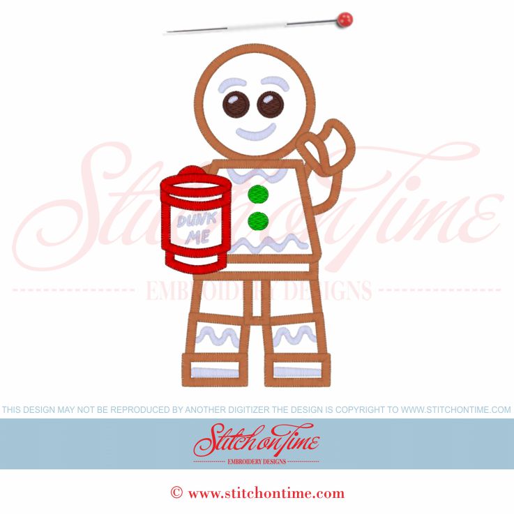 495 Christmas : Building Block Gingerbread Man Applique 5x7