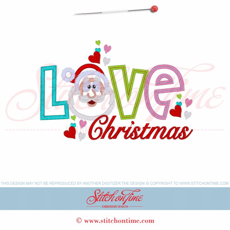 635 Christmas : Love Christmas Santa Applique 5x7